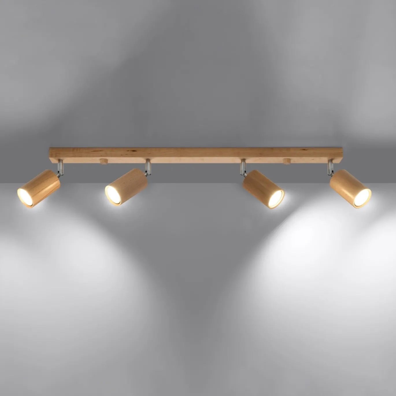 Plafondlamp Berg 4-Lichts Hout Naturel - Giga Meubel