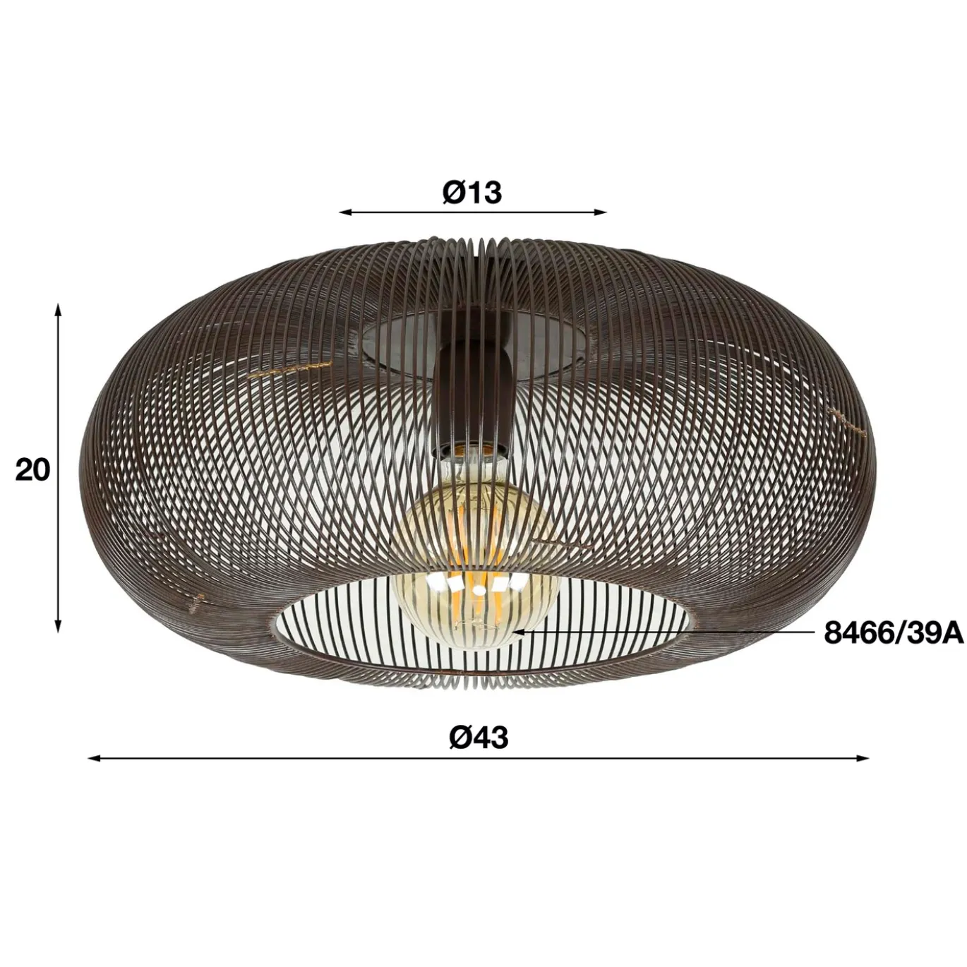 Plafondlamp 43cm Copper Twist - Giga Meubel