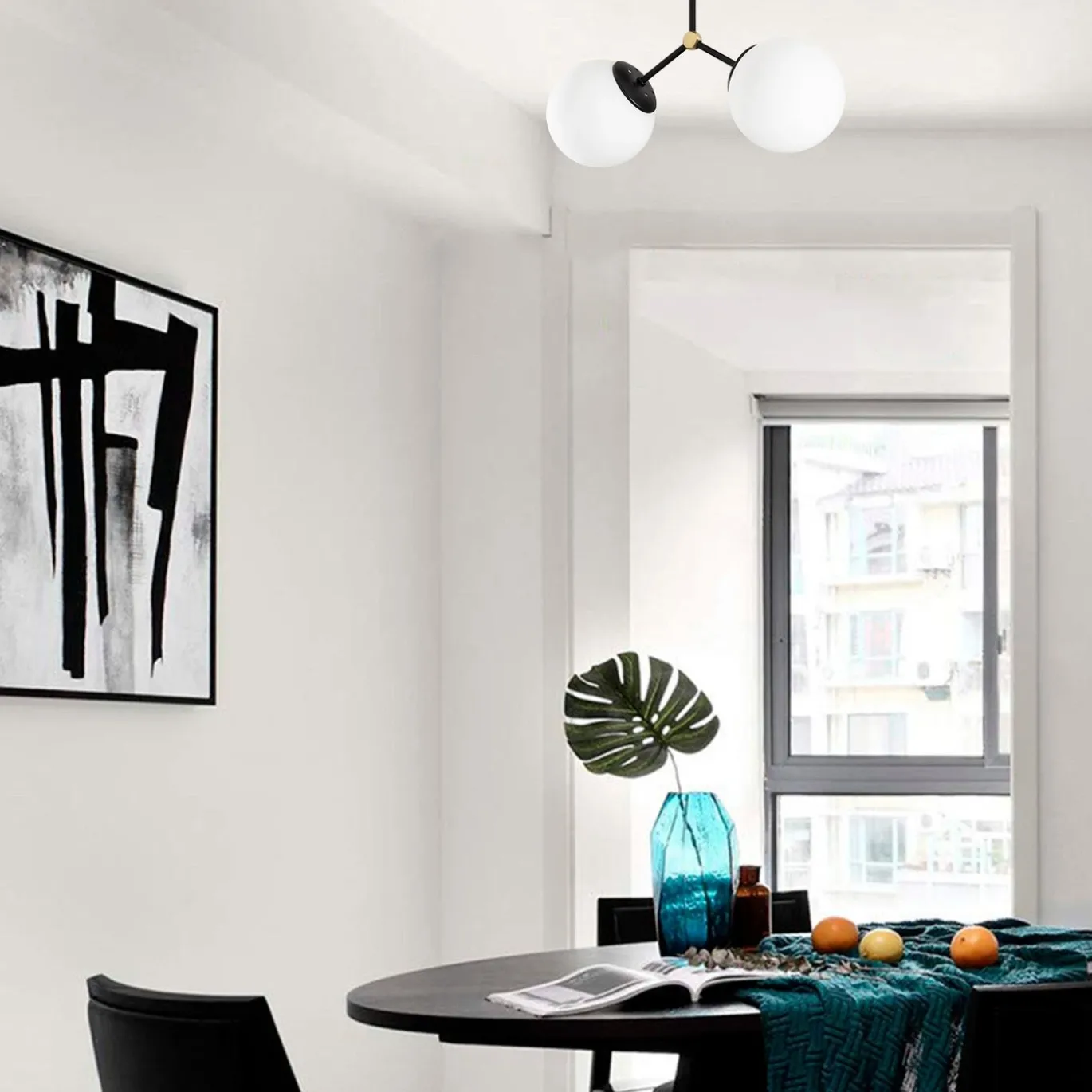 Plafondlamp Damar Zwart 2-Lichts