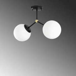 Plafondlamp Damar Zwart 2-Lichts