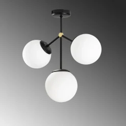 Plafondlamp Damar Zwart 3-Lichts