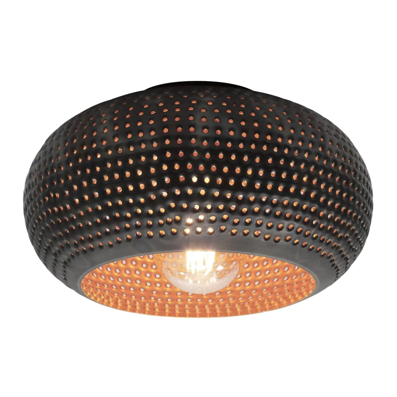 Plafondlamp Disk Punch Zwart Bruin Ø35cm - Giga Meubel