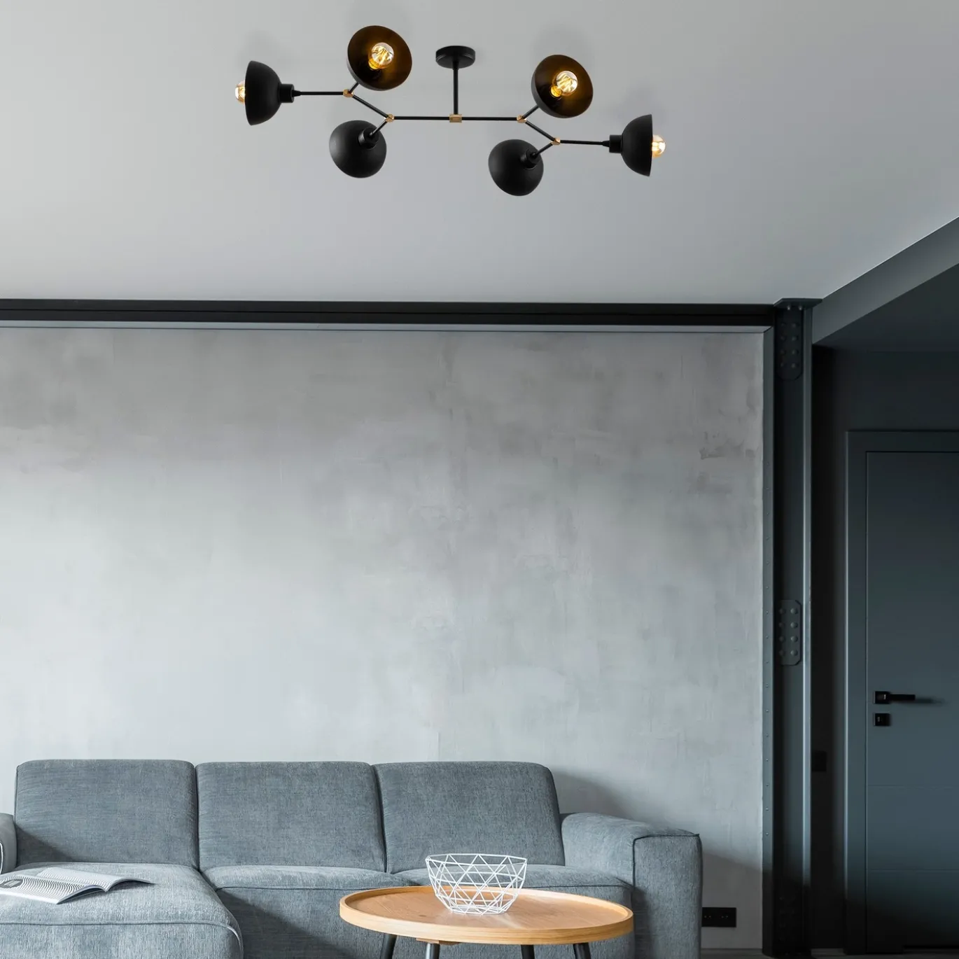 Plafondlamp Dram Zwart 6-Lichts