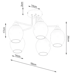 Plafondlamp Fillan 5-Lichts Zwart - Giga Meubel