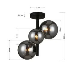 Plafondlamp Finn 3-Lichts Smoke Glas - Giga Meubel