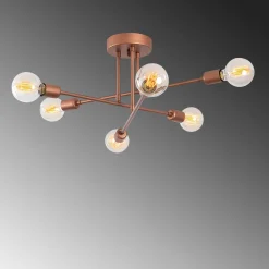 Plafondlamp Flower Koper 6-Lichts