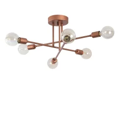 Plafondlamp Flower Koper 6-Lichts