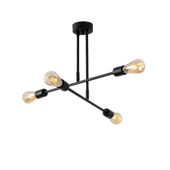 Plafondlamp Flower Zwart 4-Lichts