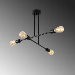 Plafondlamp Flower Zwart 4-Lichts