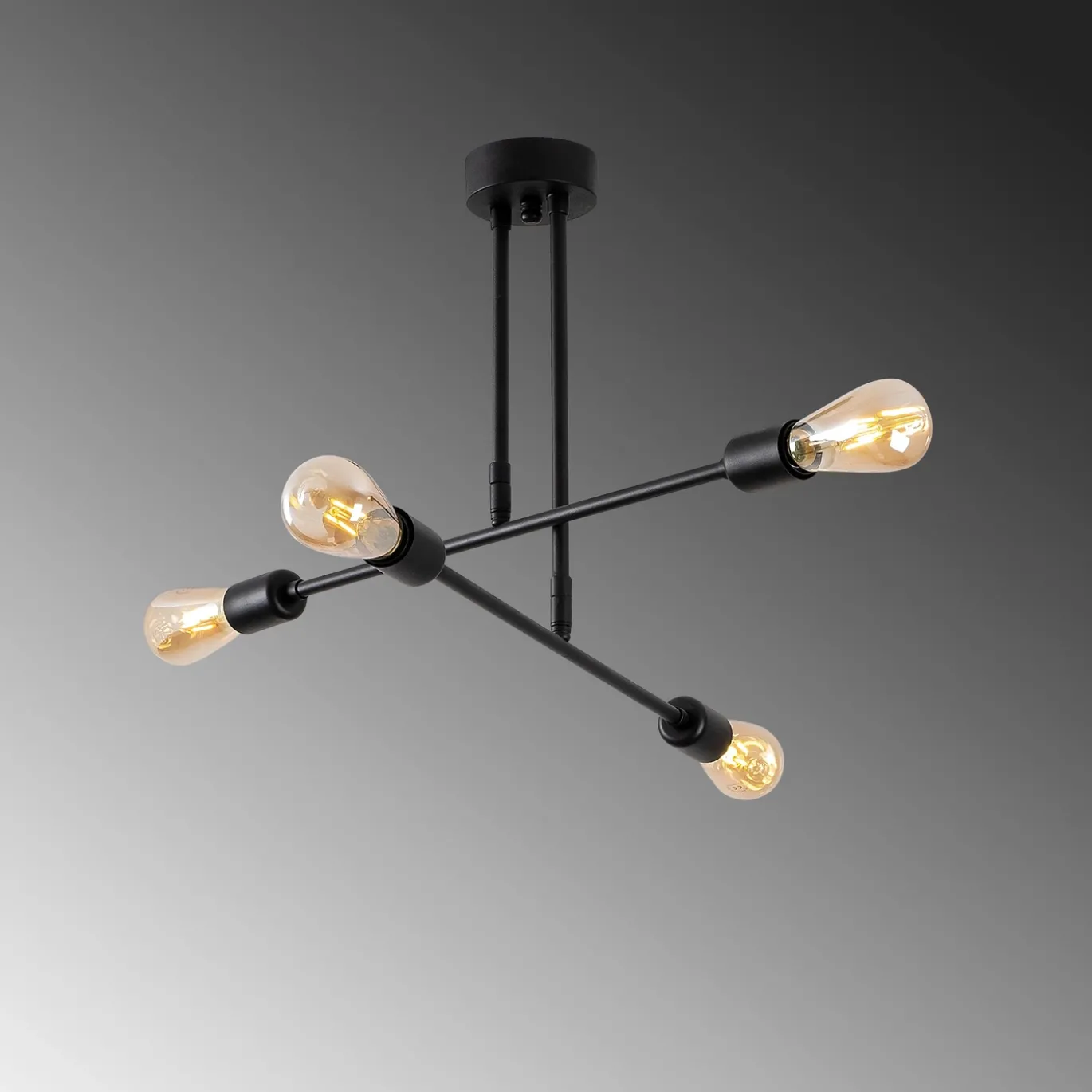 Plafondlamp Flower Zwart 4-Lichts