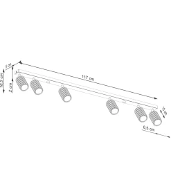 Plafondlamp Karbon Line 6-Lichts Wit - Giga Meubel
