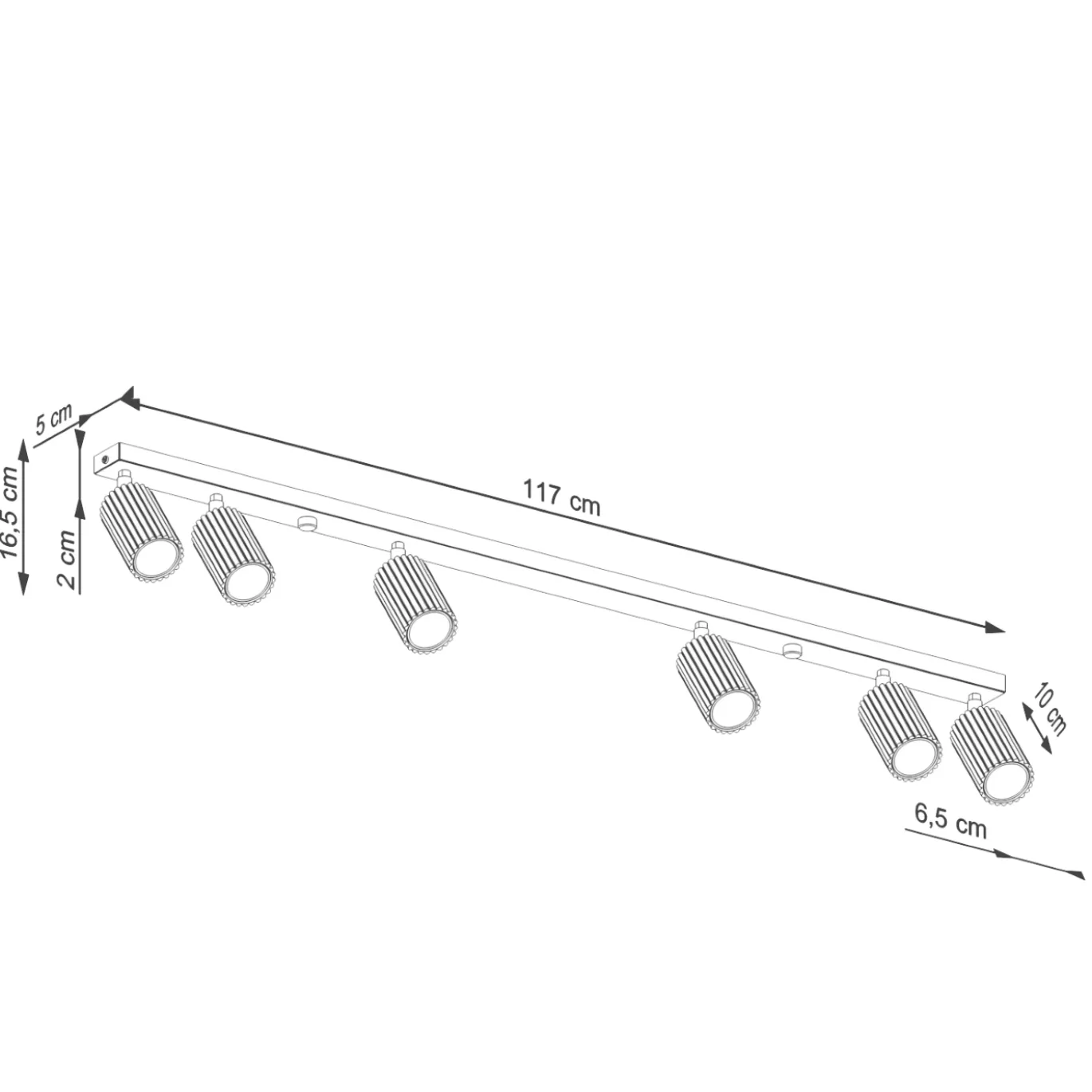 Plafondlamp Karbon Line 6-Lichts Wit - Giga Meubel
