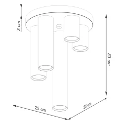 Plafondlamp Lagos 5-Lichts Zwart - Giga Meubel