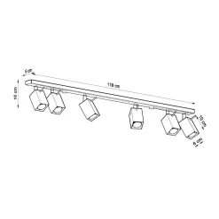 Plafondlamp Merida 6-Lichts Zwart - Giga Meubel