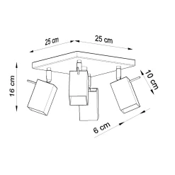 Plafondlamp Merida Vierkant Wit 4-Lichts - Giga Meubel