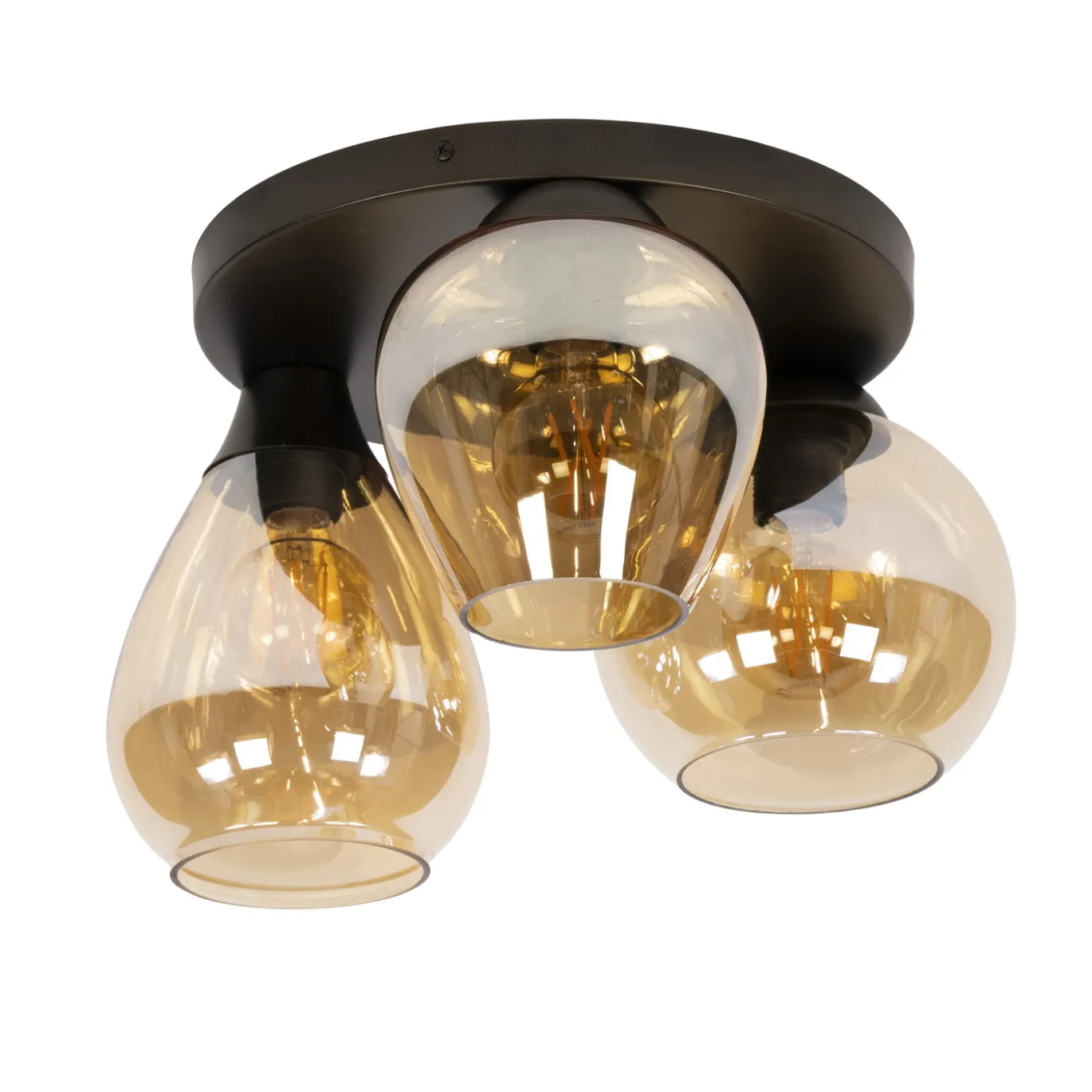 Plafondlamp Mix 3-lichts Amber Glas - Giga Meubel