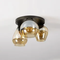 Plafondlamp Mix 3-lichts Amber Glas - Giga Meubel