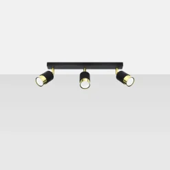 Plafondlamp Nero 3-Lichts Zwart/Goud - Giga Meubel