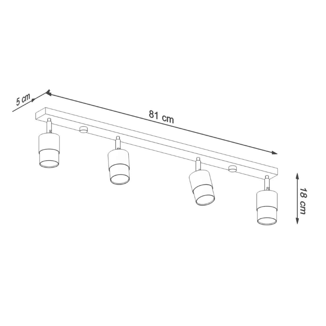 Plafondlamp Nero 4-Lichts Zwart/Chrome - Giga Meubel