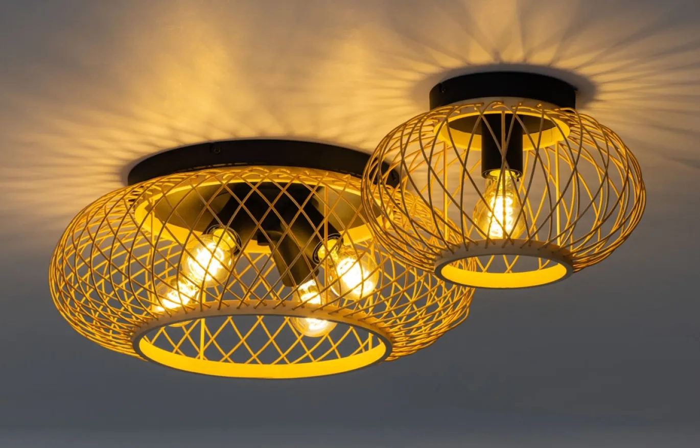 Plafondlamp Norah Rotan Naturel Ø30cm - Giga Meubel