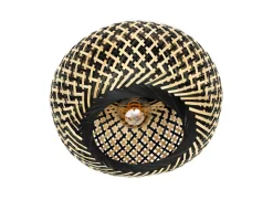Plafondlamp Otis Rotan Naturel/Zwart Ø30cm - Giga Meubel