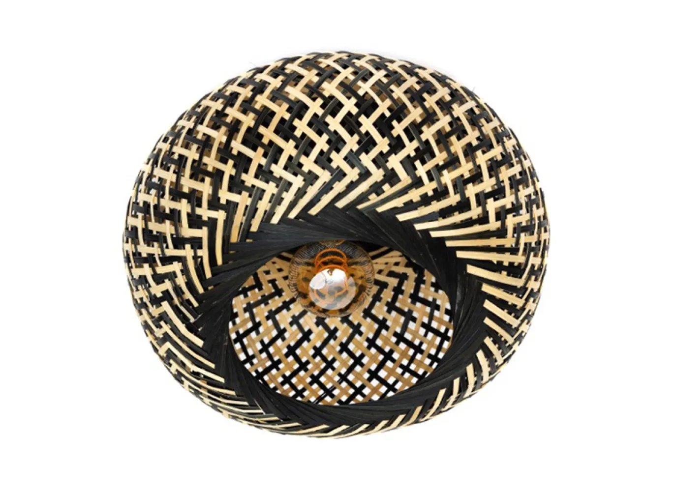 Plafondlamp Otis Rotan Naturel/Zwart Ø30cm - Giga Meubel