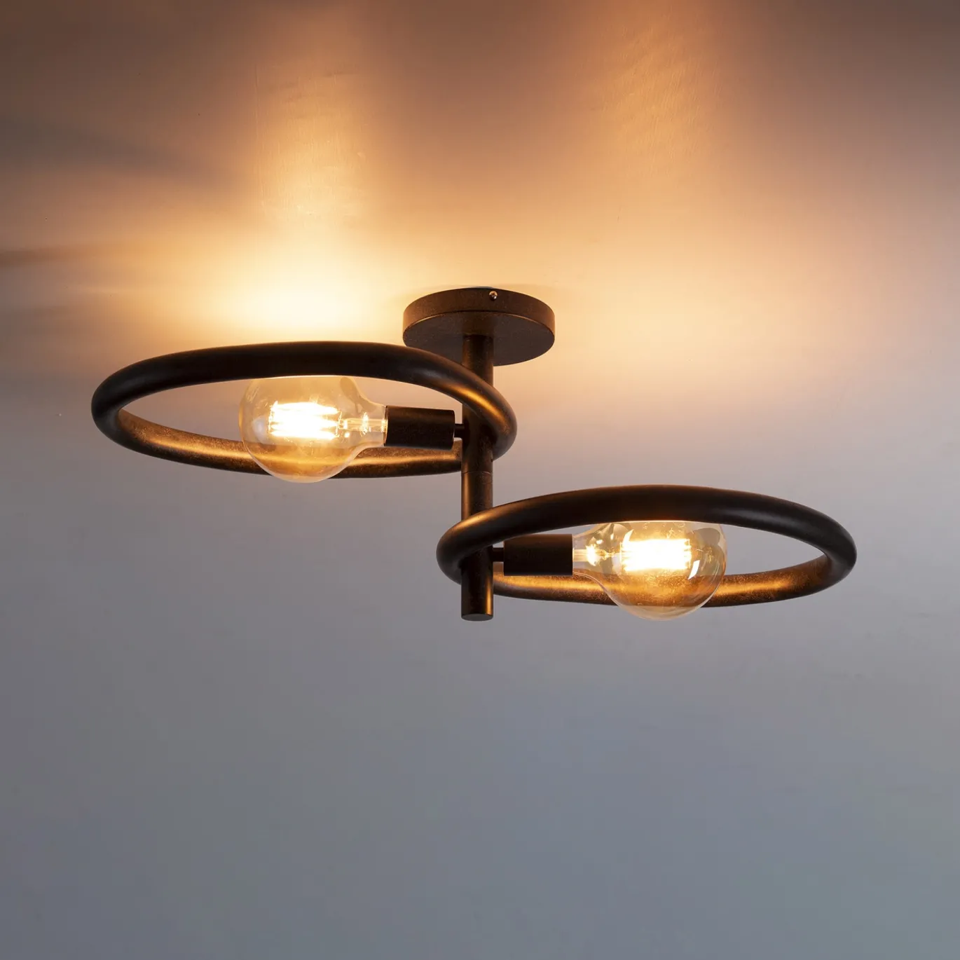 Plafondlamp Pebble 2-lichts Artic Zwart - Giga Meubel
