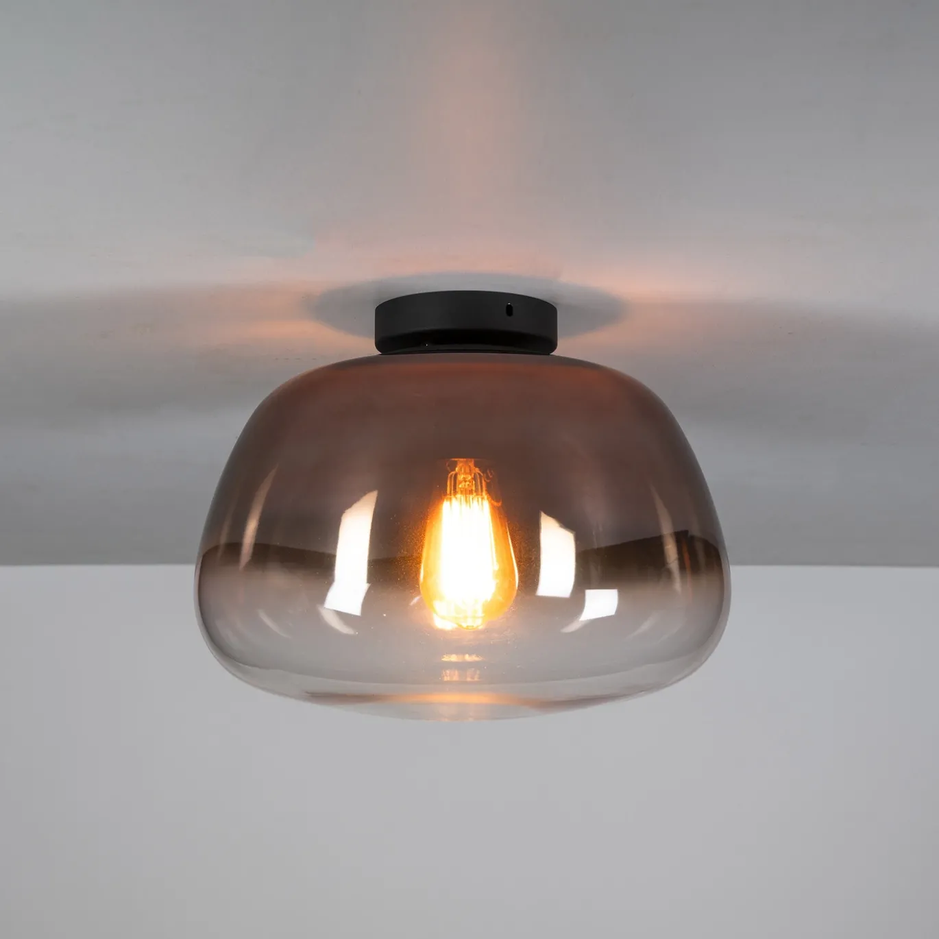 Plafondlamp Pulse Shaded 1-lichts Koper Glas - Giga Meubel