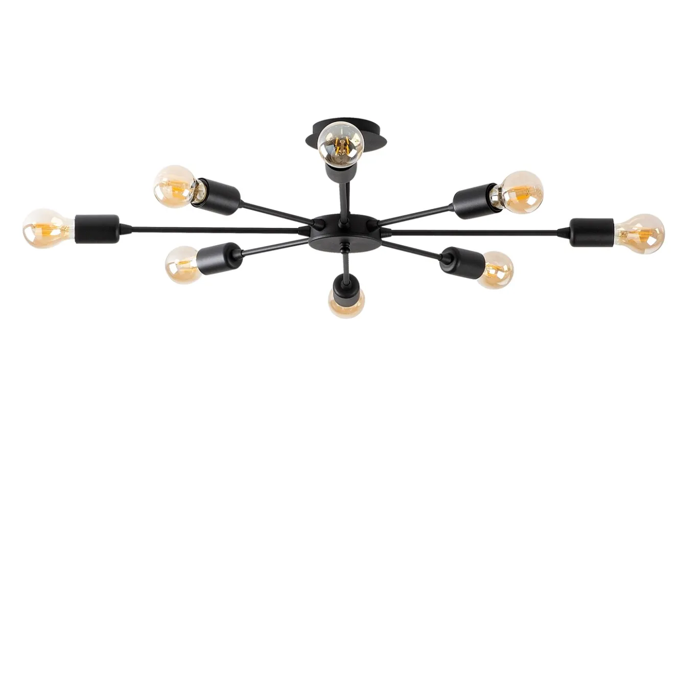 Plafondlamp Ray 8-Lichts Zwart