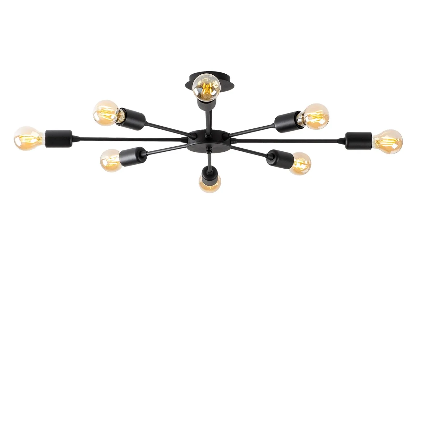 Plafondlamp Ray 8-Lichts Zwart