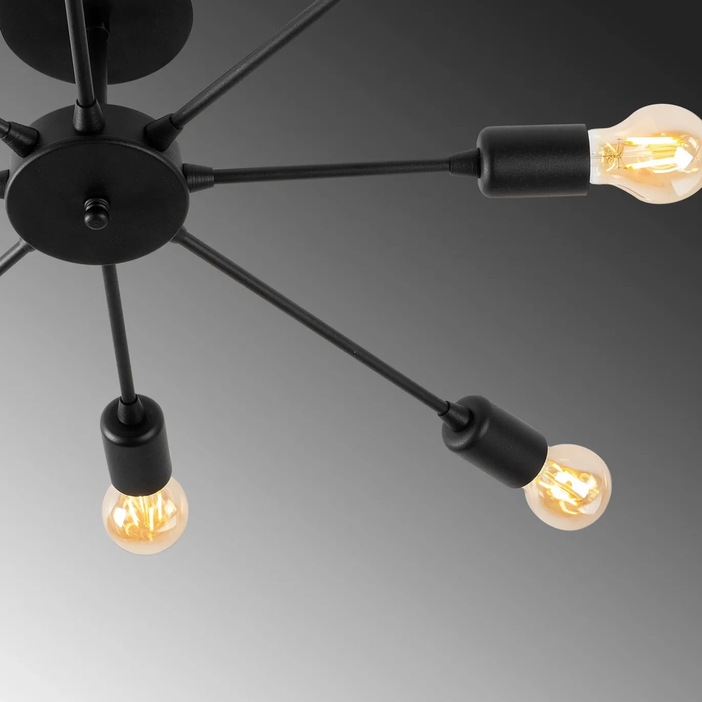 Plafondlamp Ray 8-Lichts Zwart