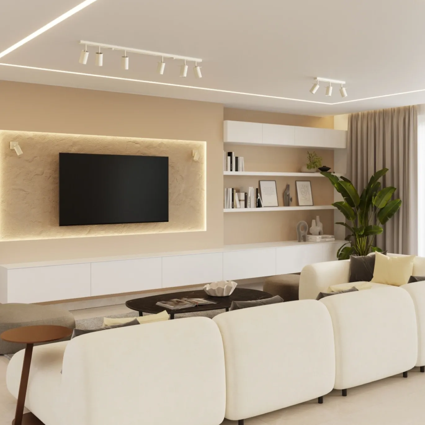 Plafondlamp Ring 4-Lichts Beige - Giga Meubel