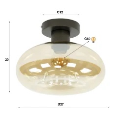 Plafondlamp Soll 1-lichts Amber Glas - Giga Meubel
