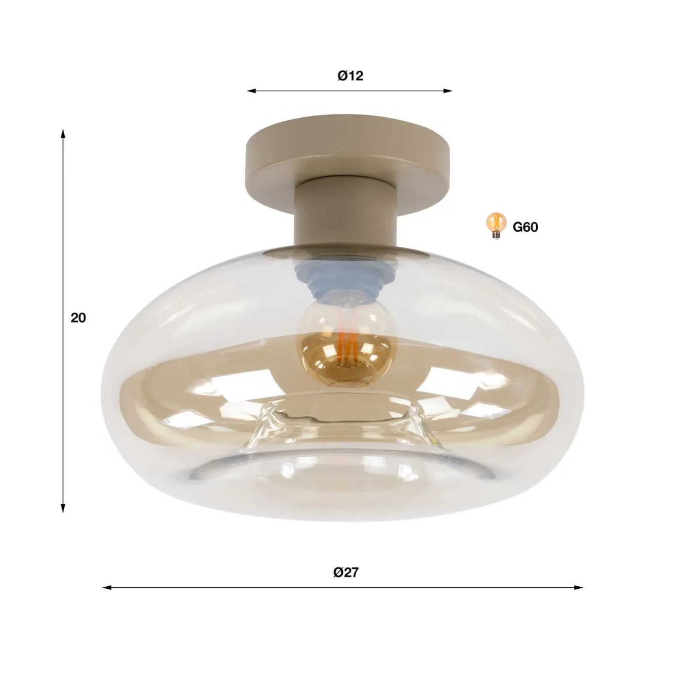 Plafondlamp Soll 1-Lichts Beige - Giga Meubel