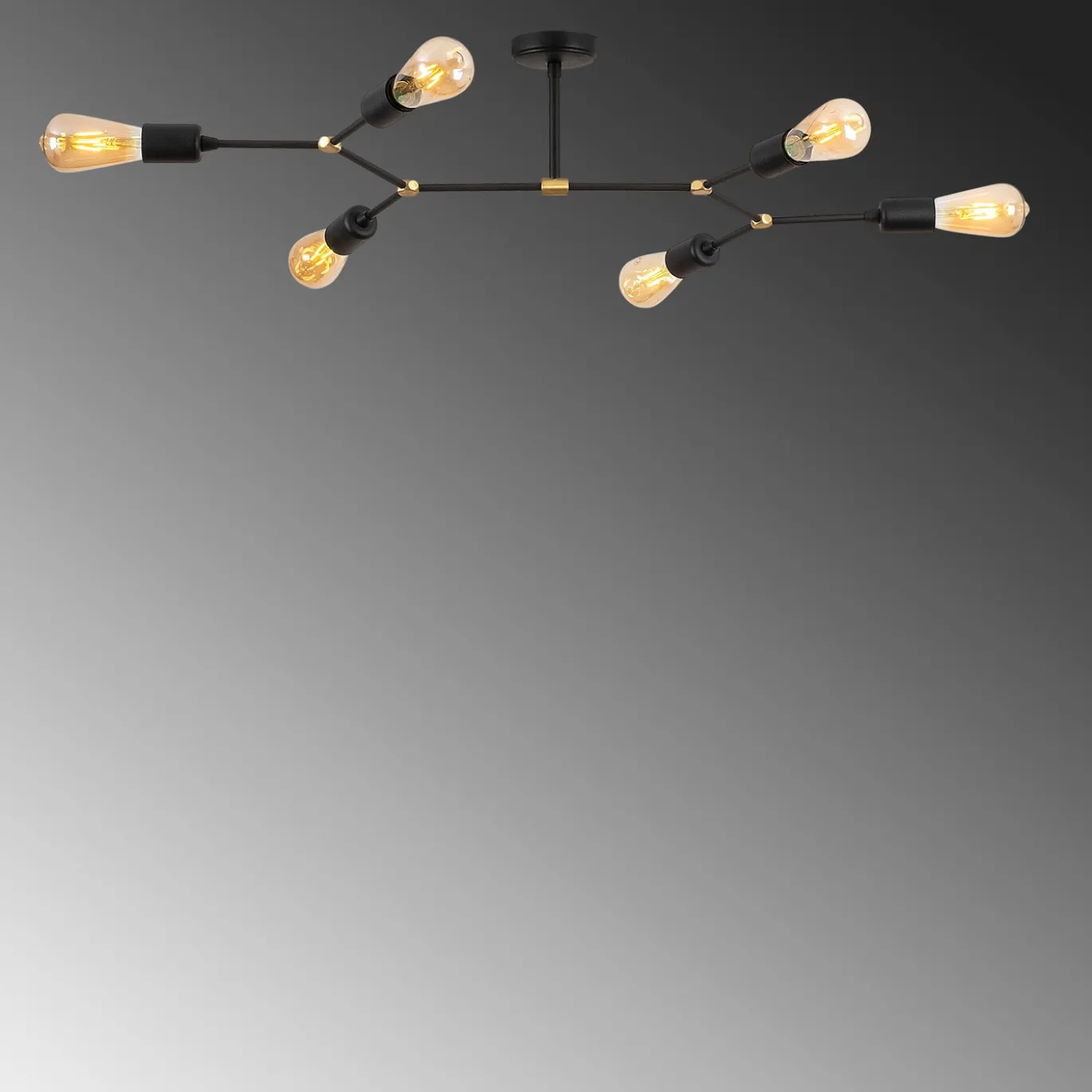 Plafondlamp Sparrow Split Zwart 6-Lichts