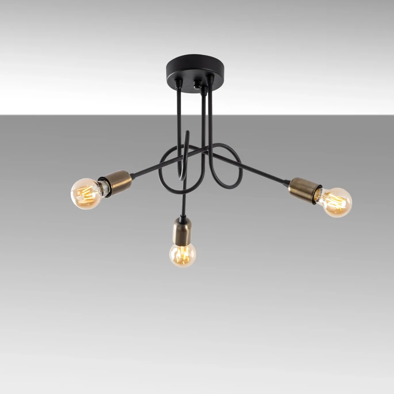 Plafondlamp Viraj Goud/Zwart 3-Lichts