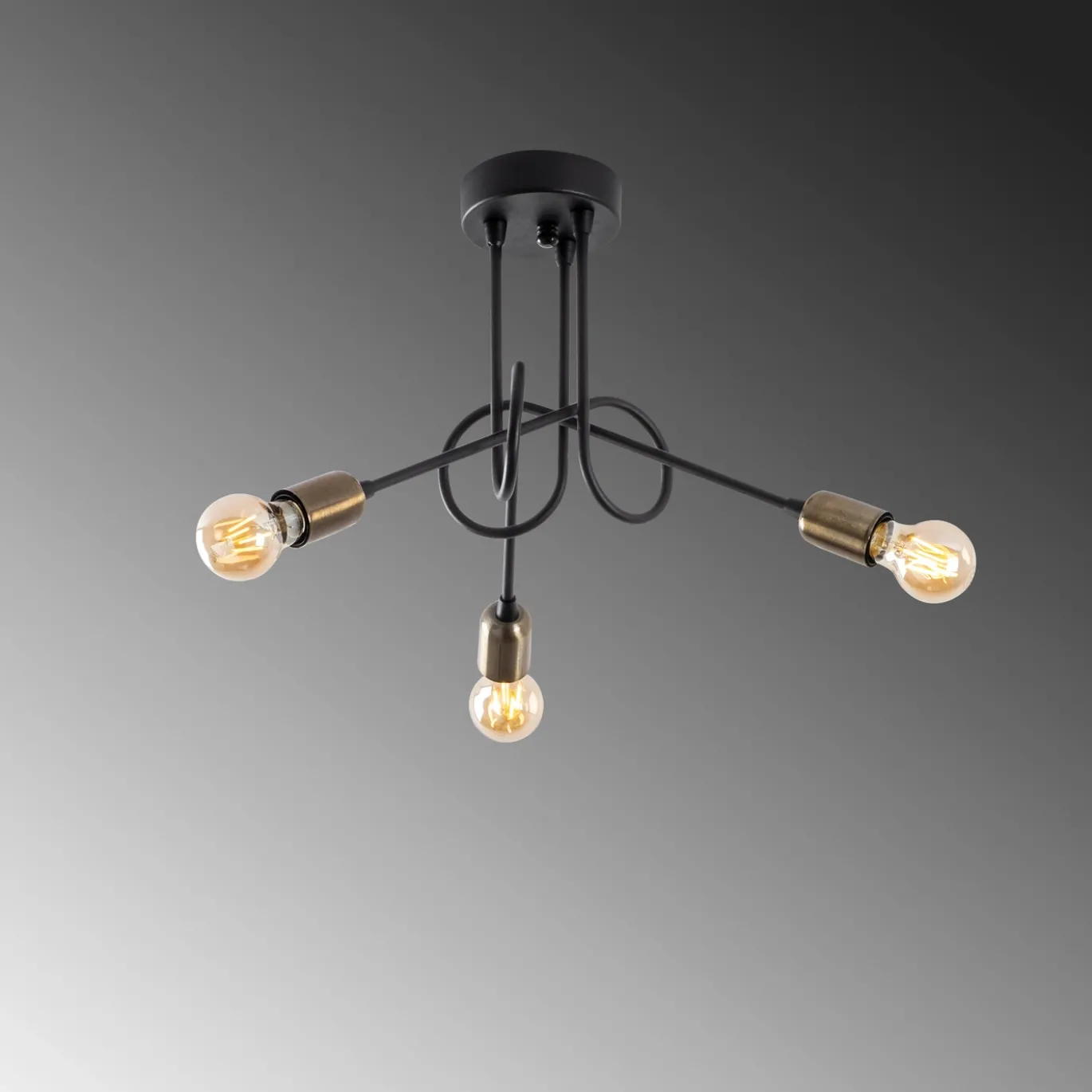 Plafondlamp Viraj Goud/Zwart 3-Lichts
