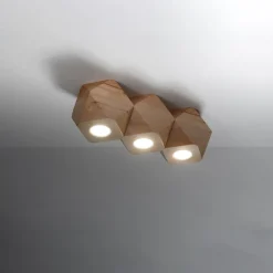 Plafondlamp Woody 3-Lichts Hout Naturel - Giga Meubel