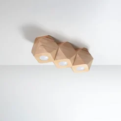 Plafondlamp Woody 3-Lichts Hout Naturel - Giga Meubel