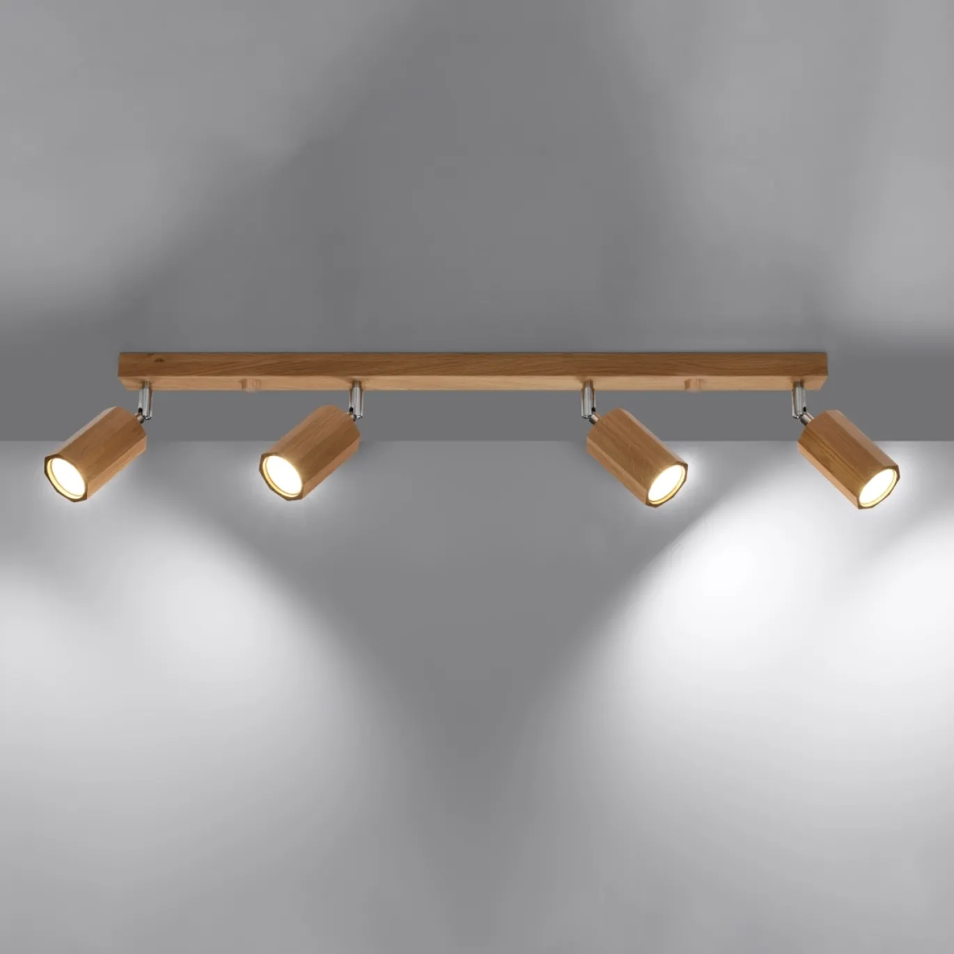Plafondlamp Zeke 4-Lichts Eikenhout - Giga Meubel