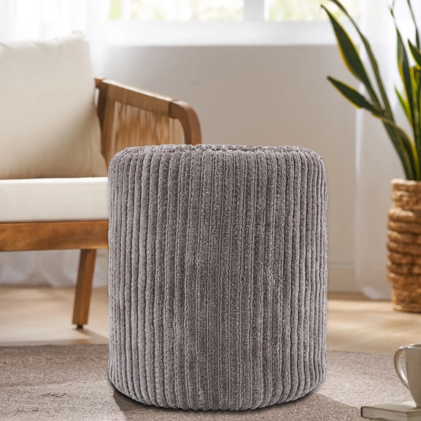 Poef Ribbed Beige - Giga Living
