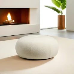 Poef Tina Bouclé Wit Ø55cm