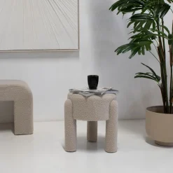 Poef Yara Bouclé Taupe - Giga Meubel