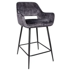 PTMD Barkruk Fal Low Velvet Antraciet