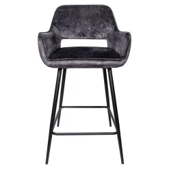 PTMD Barkruk Fal Low Velvet Antraciet