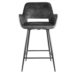 PTMD Barkruk Fal Low Velvet Antraciet