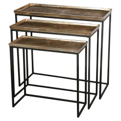 PTMD Bijzettafel Daan Goud Aluminum Zwart Set van 3
