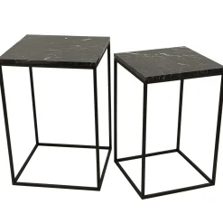 PTMD Bijzettafel Volos Marmer Bruin Set van 2