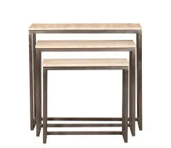 PTMD Bijzettafel Zoah Travertin/Zwart Set van 3