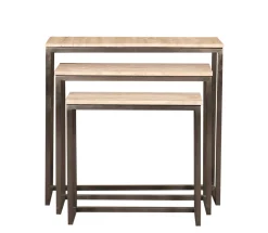 PTMD Bijzettafel Zoah Travertin/Zwart Set van 3
